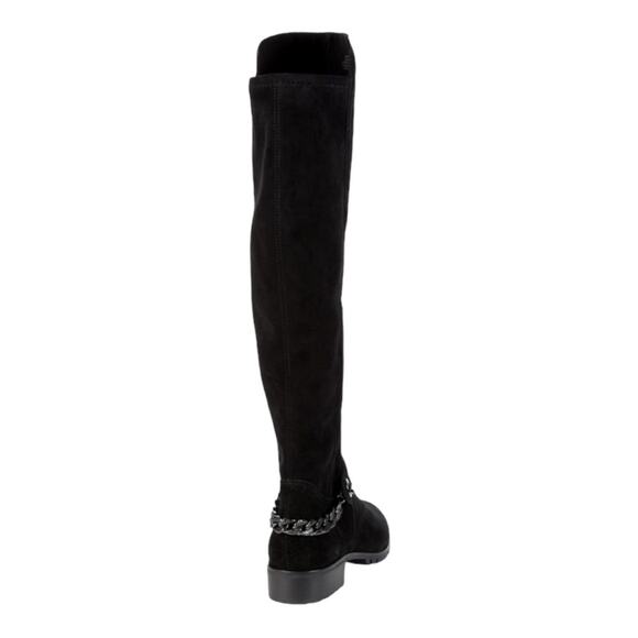 Karl Lagerfeld Shay ChainTrim Black Suede Knee High Boot Size 7.5 - Picture 4 of 14